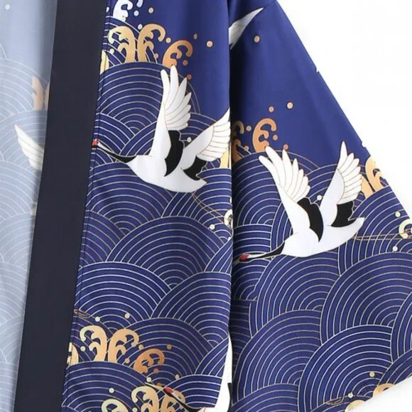 Zaful Men's Kimono Cardigan Open Front, Lapis Blue, S-3XL - Picture 3 of 6